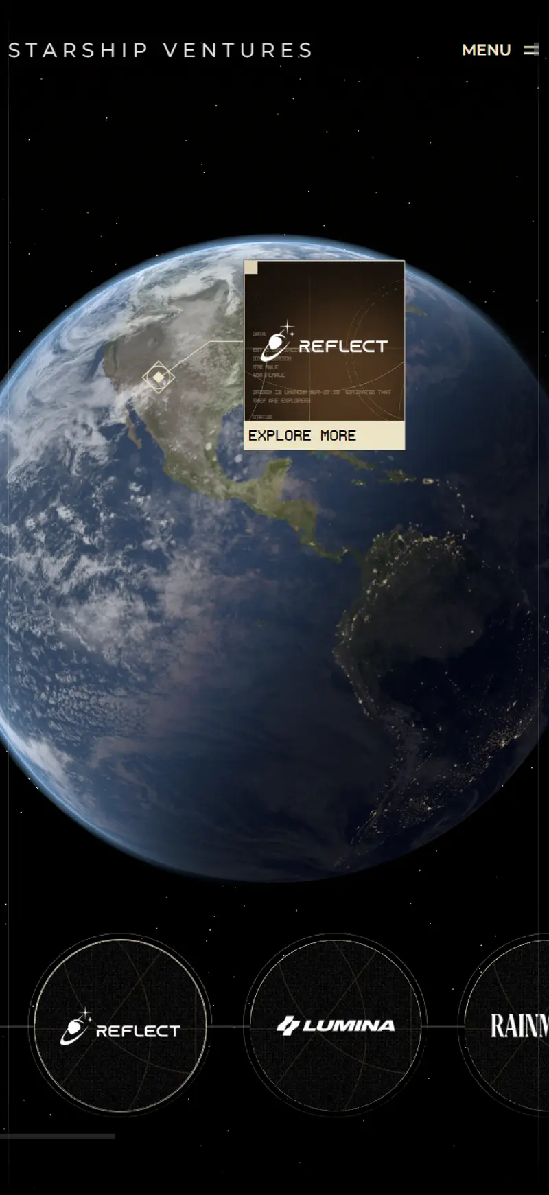 Mobile view of Earth globe with portfolio companies